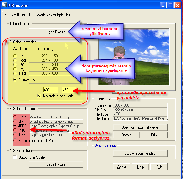 Resim boyut düzenleyici pix resizer