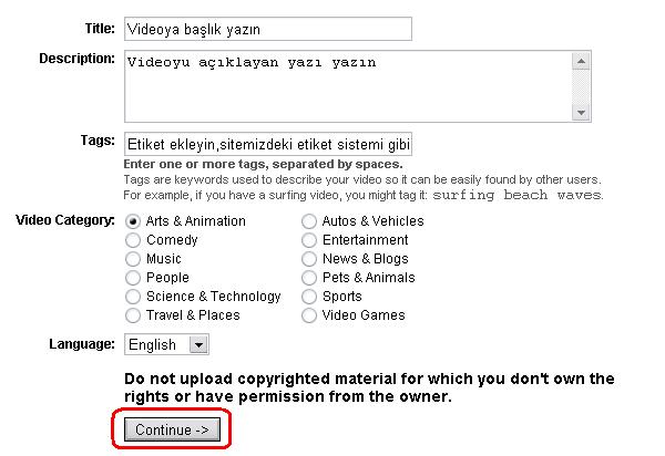 Youtube'ye Video Ekleme - Üyelik alımında itibaren resimli anlatım