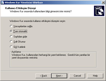 Windows Katılımsız-Otomatik Kurulum