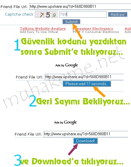 Upshare'den Dosya indirme Resimli Anlatım