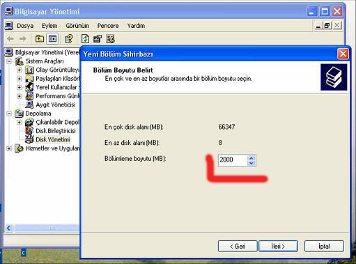 Xp çalişirken sabit diskinizi bölün !!!