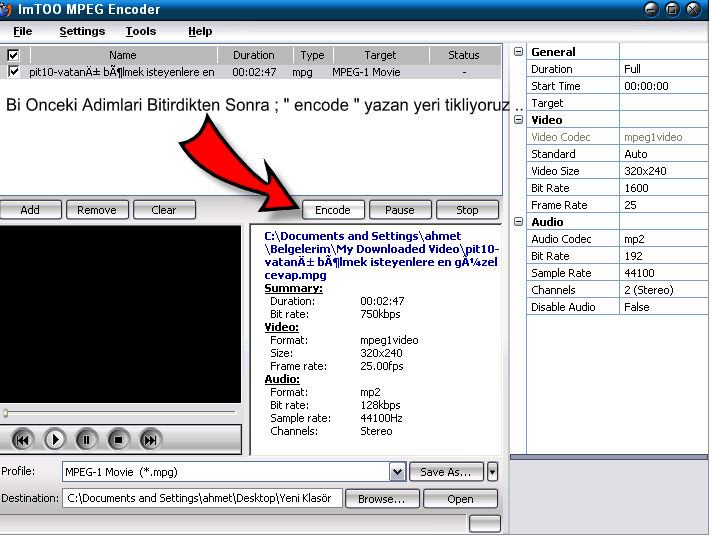 MovieMaker de Yaptığınız Videoları mpeg formatına çevirme