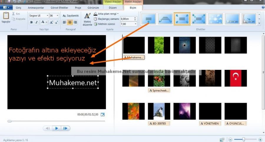 Windows 7 movie maker slayt hazirlama