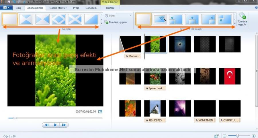 Windows 7 movie maker slayt hazirlama