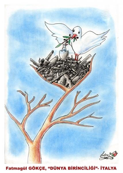 Savaş karşıtı karikatürüyle dünya birincisi oldu Savaş karşıtı karikatürüyle dünya birincisi oldu