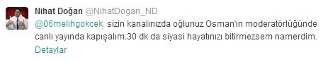 Nihat Doğan'dan Gökçek'e: Siyasi hayatını bitiririm Nihat Doğan'dan Gökçek'e: Siyasi hayatını bitiririm