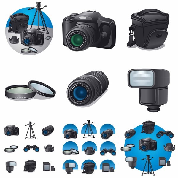 photo camera ve sales shoping vektörleri