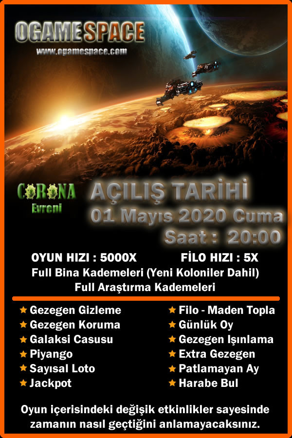 OgameSpace - CORONA Evreni Açılıyor.