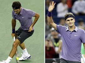 Federer yine bacak arasından vurdu 