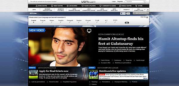 Hamit Altıntop UEFA'nın manşetinde 