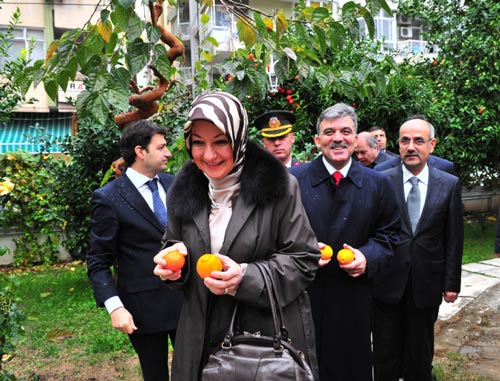 Gül çifti dalından portakal topladı