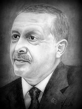 Recep Tayyip Erdoğan karakalem çalışması